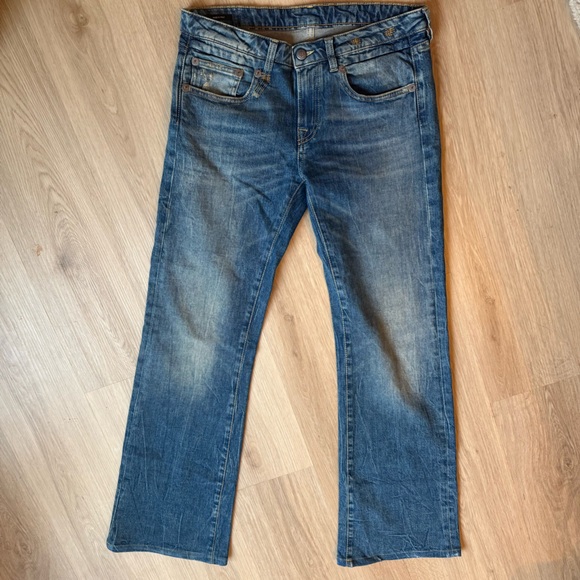 R13 Boy Flare Jeans Kelly Stretch Wash Sz 28 Wide Leg Luxury - Picture 2 of 8
